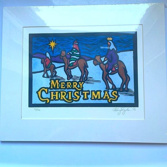 New in packaging “Merry Christmas” print with the three wise men & mat - Picture 1 of 8